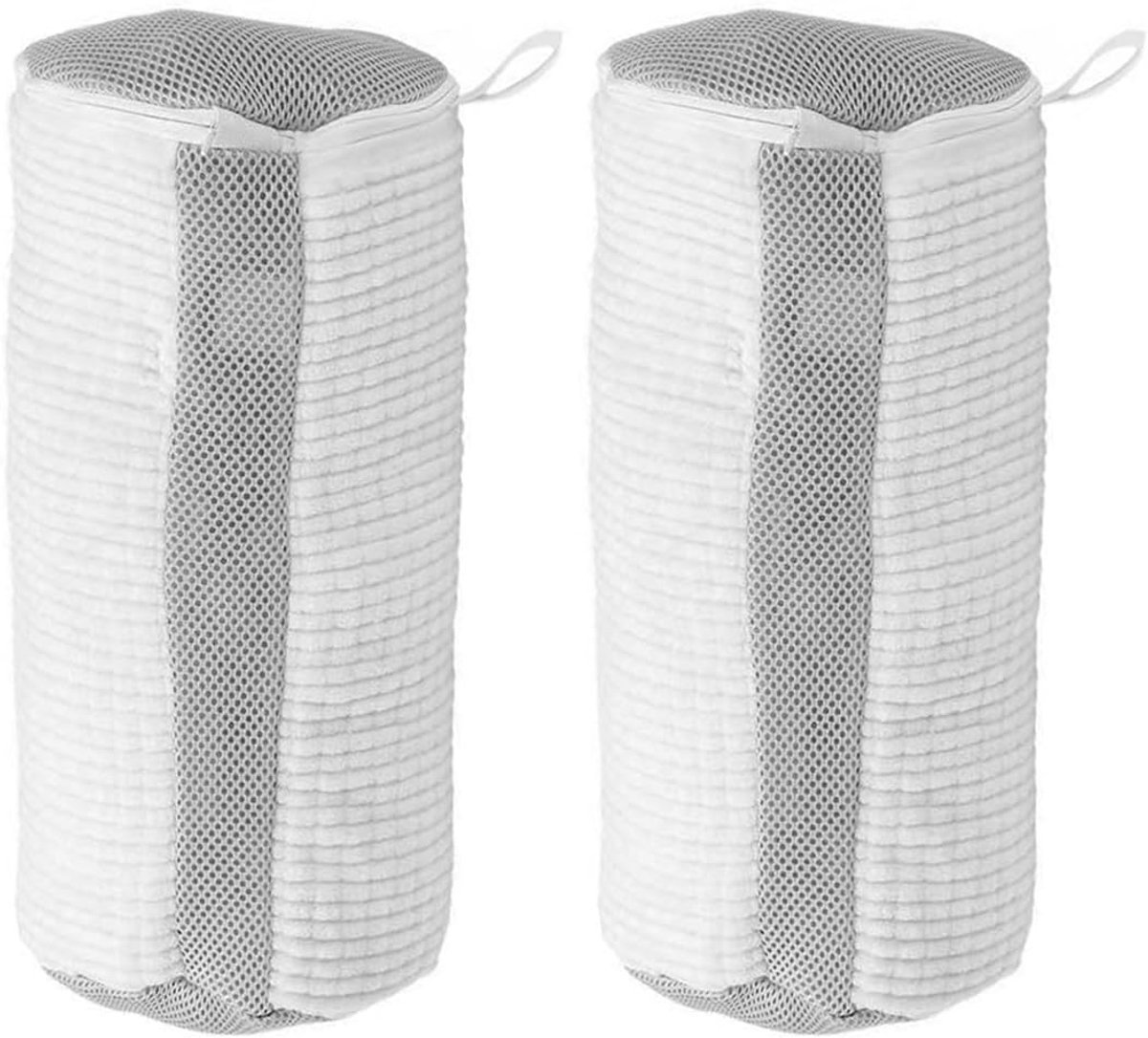 Schoenenwasmachinezakken - 2 stuks - voor droger en wasmachine - herbruikbare waszak voor sneakers en tennisschoenen - zachte vezels - 360° reiniging - wit