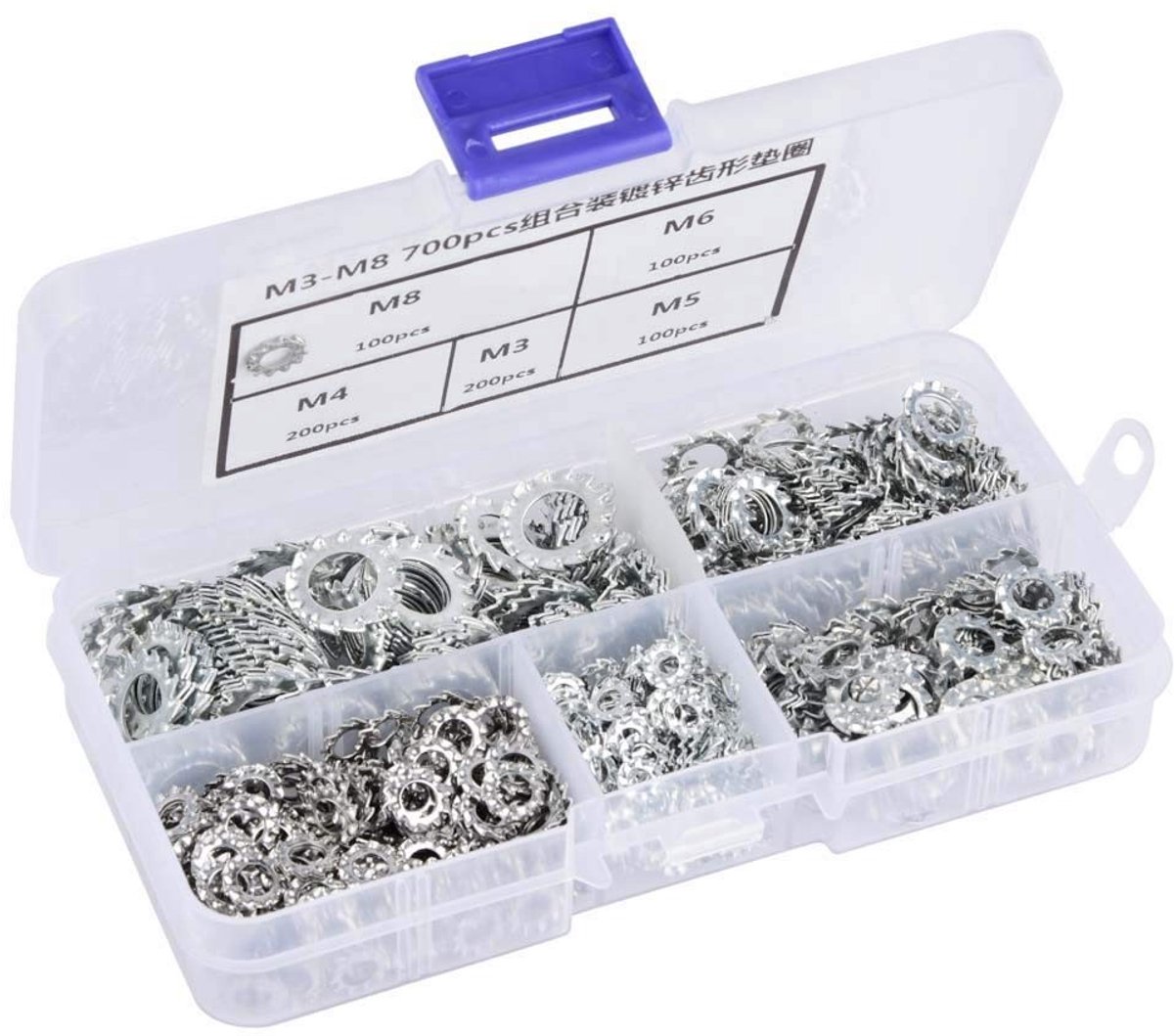 Store_9 - Toothed Tooth Washer Set - 700 Stuks - Duurzaam en Corrosiebestendig - Gemaakt van Gegalvaniseerd Materiaal - Geschikt voor Elektrische V...