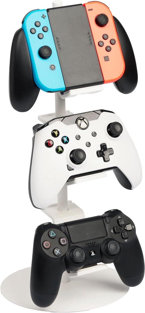 Controller Standaard - Gamepad Houder - Gaming Setup Organiseren - Verstelbare Niveaus - 17 x 17 x 38.5 cm - Wit