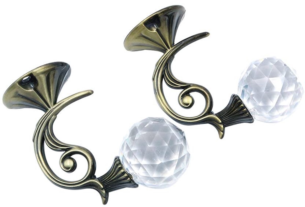 SPHProducts - Clear Crystal Gordijn Holdbacks - Elegante Gordijnhaken - Blauw Oud - Duurzaam Metaal - Perfect voor Kleding en Hoeden - 2 Stuks