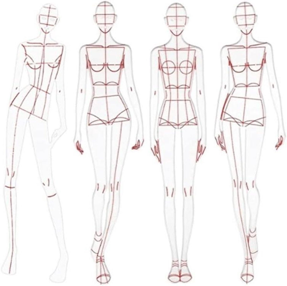 Mode Schets Sjablonen - Kleding Liniaal - Kleding Ontwerpen - Nauwkeurige Verhoudingen - A - Transparant