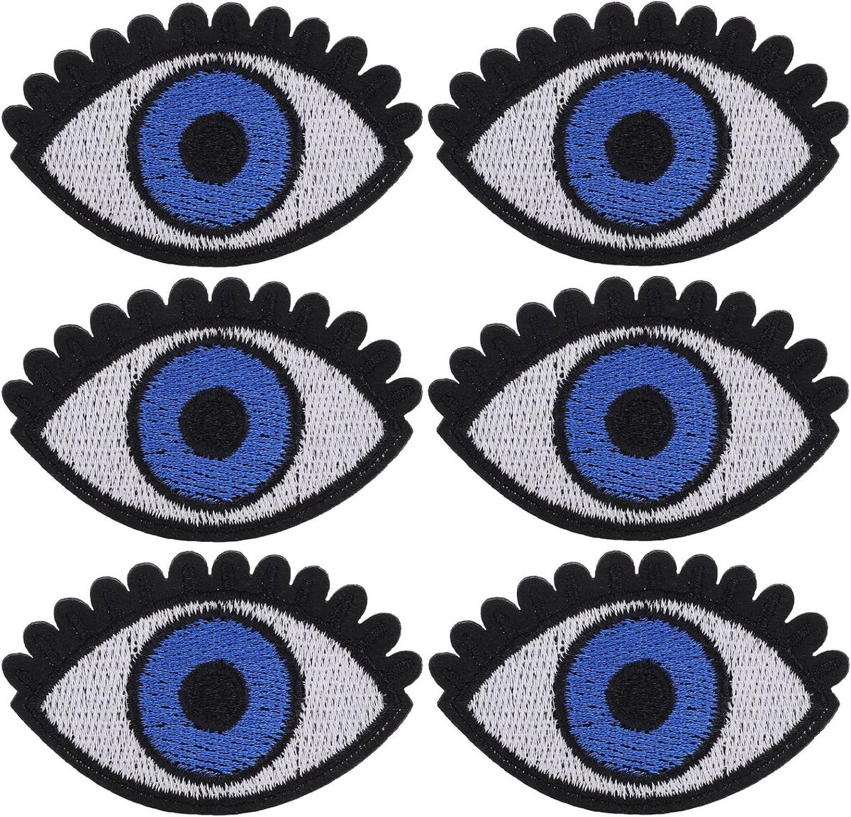 Grote Ogen Patroon Patches voor Kleding - 6 Stuks Decoratieve Applicaties voor DIY Creaties, Naai- en Strijkpatches voor Tassen en Kledingstukken