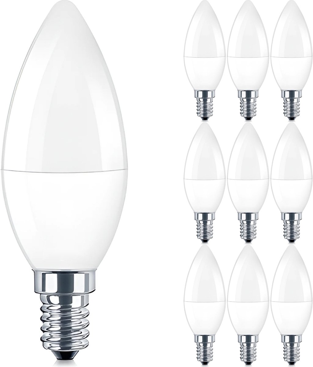 LED Lamp 10 Stuks - E14 Fitting - Kingtron - 5W 470lm - 830 Warm Wit 3000K - C37 | Vervangt 35W