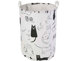 Cuhostki - 1 - Opvouwbare Wasmand - Katoenen Opbergmand - Zwart Wit - Moderne Stijl - Ruimtebesparend