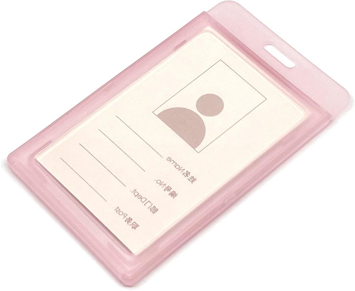 ID-kaarthouder - Naamkaartje houder Badge - Zakelijk Werk - Verticaal Transparant - 66mm x 110mm - Roze