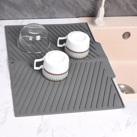 Siliconen Afvoermat voor Keuken, 43 x 33.5 x 0.5 cm, Snelle Afvoer, Bescherming Werkblad, Ideaal voor Afwassen en Drogen van Servies — afbeelding 4