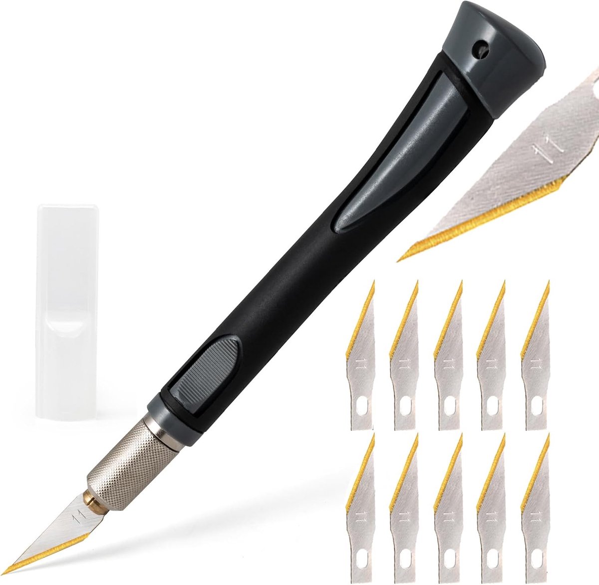 Cutting Scalpel met 10 Stuks Premium Titanium Vervangbladen - Precisie Cutter voor Modelisme - Kunst en Beeldhouwen