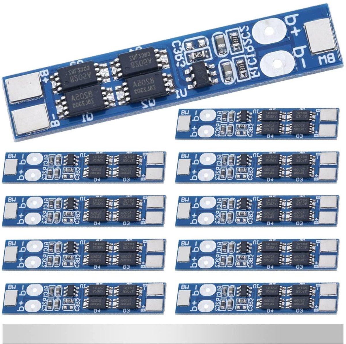 Lithium Batterij Bescherming - BMS PCB Module - Batterij Beheer - 8 Ampere Stroom - 41 x 8 mm - Groen