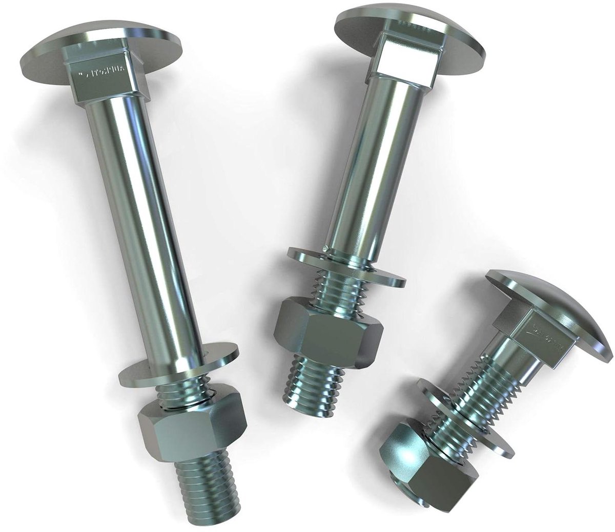 Draagbouten Set - Platte kopschroeven Slotschroeven - Houtbouw Verbindingen - DIN 603 Staal 4.8 - M12x70 50 stuks - Zilver