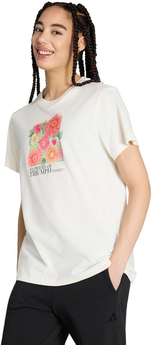Adidas Sportswear Floral Loose Graphic T-Shirt 2 Dames Wit