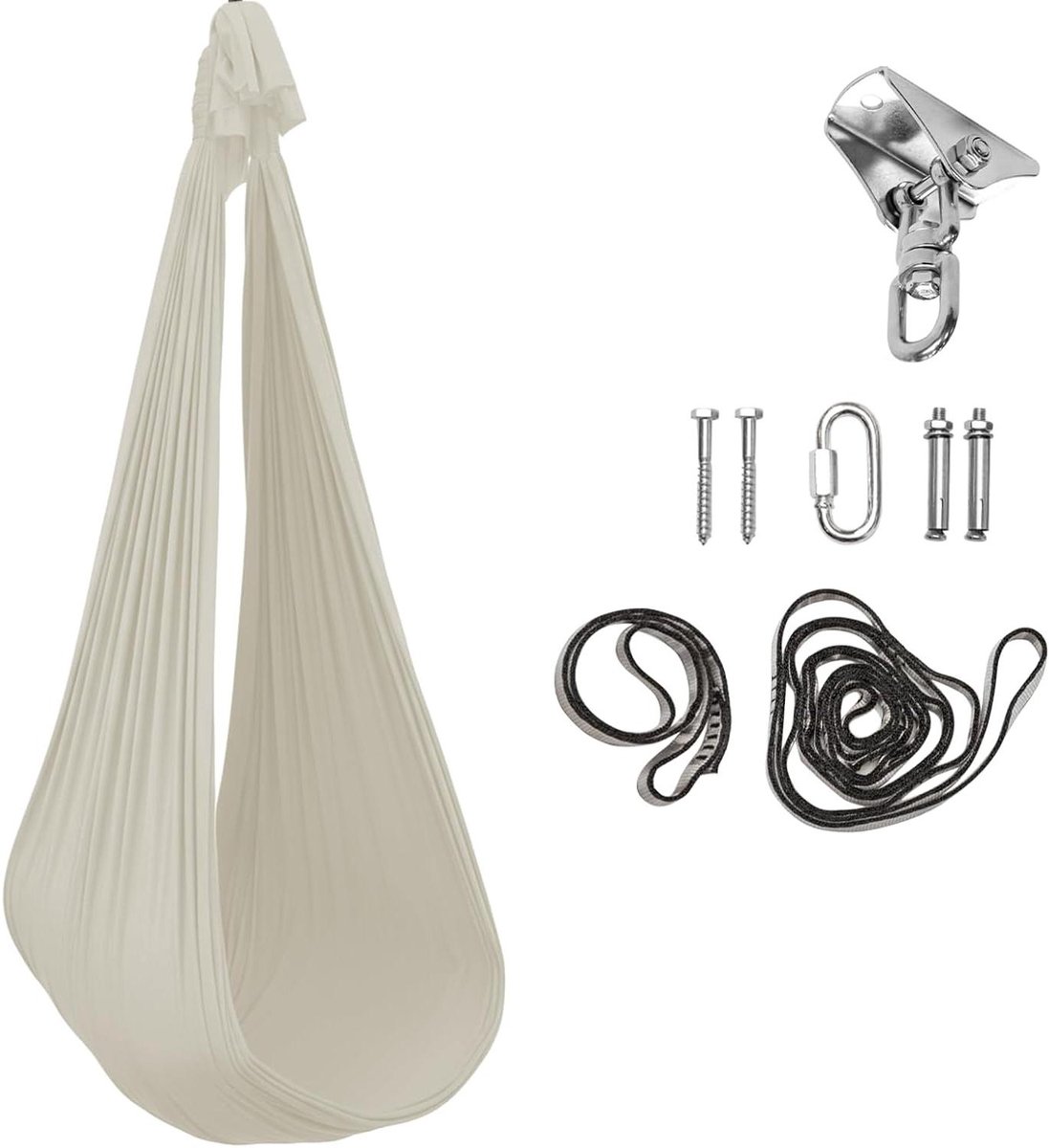 Hangschommel Nylon - Hangstoel Schommelstoel - Ontspannen Zitten - Scheurvast Materiaal - 150x90 cm - Lichtbeige