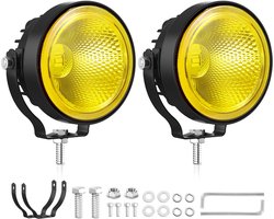 2 stuks 4 inch ronde LED werklampen 60W 12V/24V geel IP68 – geschikt voor motor, tractor, vrachtwagen en landbouw
