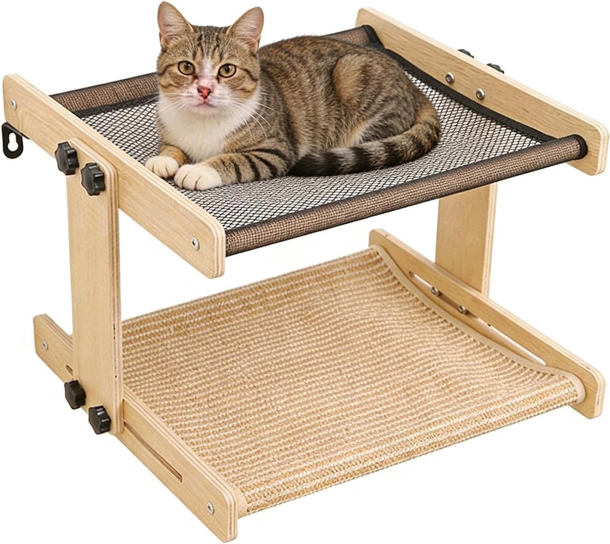 Kattenhangmat Zwevend - Kattenzitje Raambank - Ontspanning Huisdier - Robuuste Houten Basis - 43.5x39x31cm - Niet gespecificeerd