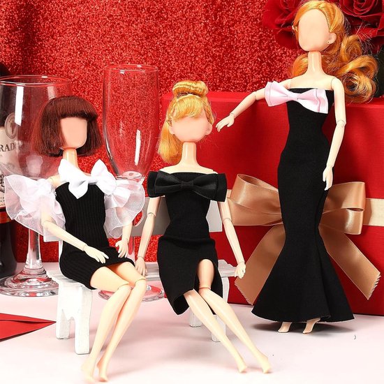 Poppenkleding Set - Jurkjes Poppen - Poppen Aankleden - Handgemaakte Details - 30 cm Poppen - Zwart — afbeelding 3
