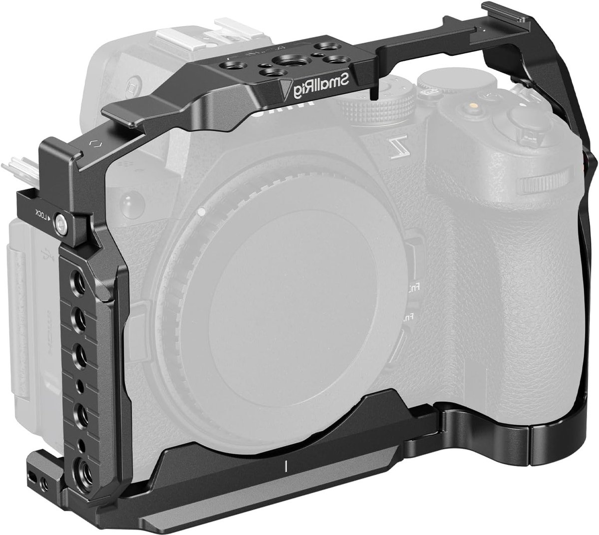 Aluminium Camera Cage voor Nikon Z5 II, Z5, Z6, Z6II, Z7, Z7II met Koudshoe Bevestiging, Draadgaten en Snelle Bevestiging voor Arca-Swiss, Ideaal voor Videoproductie en Fotografie