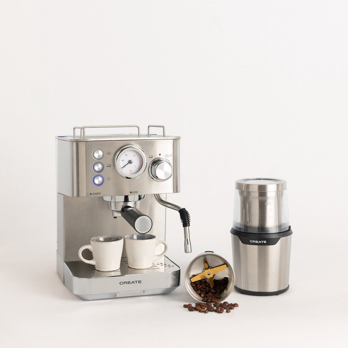CREATE - Pack THERA CLASSIC Espresso-koffiezetapparaat + MILL PRO Koffie- en voedselmolen