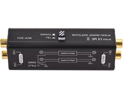 Audio Ground Loop Isolator - Ruisfilter Hum Eliminator - Audioverbetering - 2 Kanalen Isolatie - 10.5 cm - Zwart