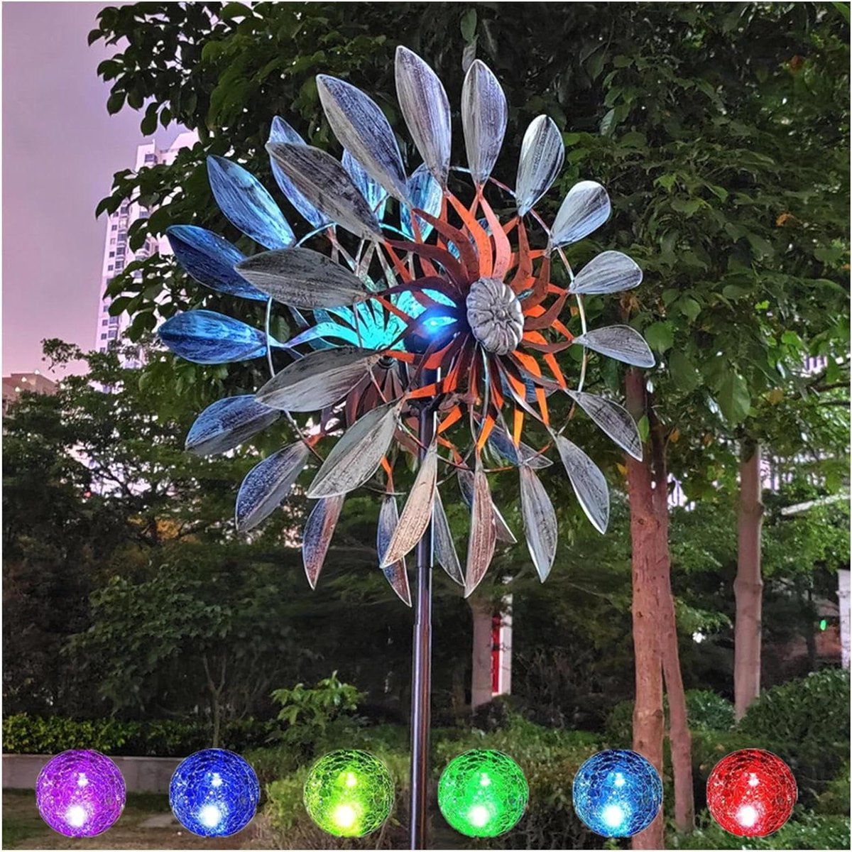 Windspinner Tuin - Windmolen Buiten - Tuin Decoratie - Dubbele Rotatie - 84 Inch - Brons Blauw