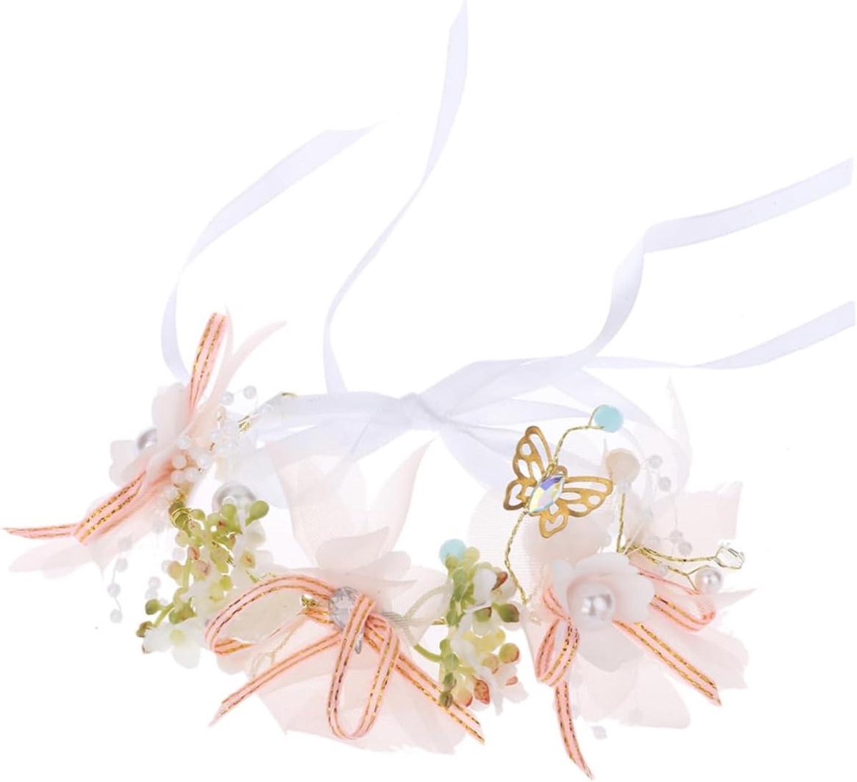 Bloemen Polscorsage - Polsband Bruiloft - Feestelijke Decoratie - Natuurlijke Look - 10x10x2 cm - Roze