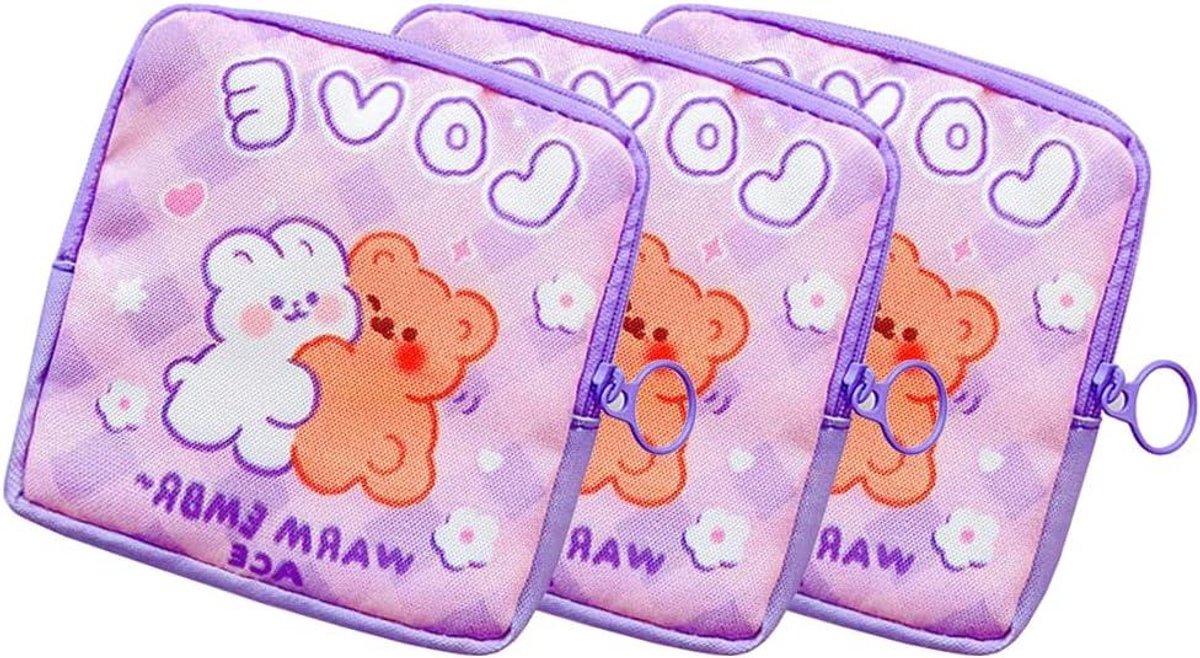 Maandverband Opbergtas - Tampon Houder - Hygiënisch Opbergen - Met Handvat - 12x12x1.5cm - Paars