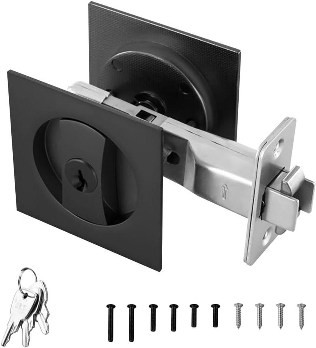 Deurslot - Schuifdeur slot - Interne deuren - Verkeerslicht indicatie - 9.1 cm - Zwart