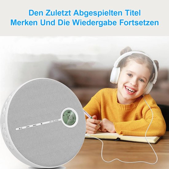 Draagbare cd-speler met luidspreker, Bluetooth, USB- en AUX-aansluitingen, oplaadbare batterij van 2000 mAh - compacte luidspreker, afmetingen 14,3 x 3 cm. — afbeelding 4