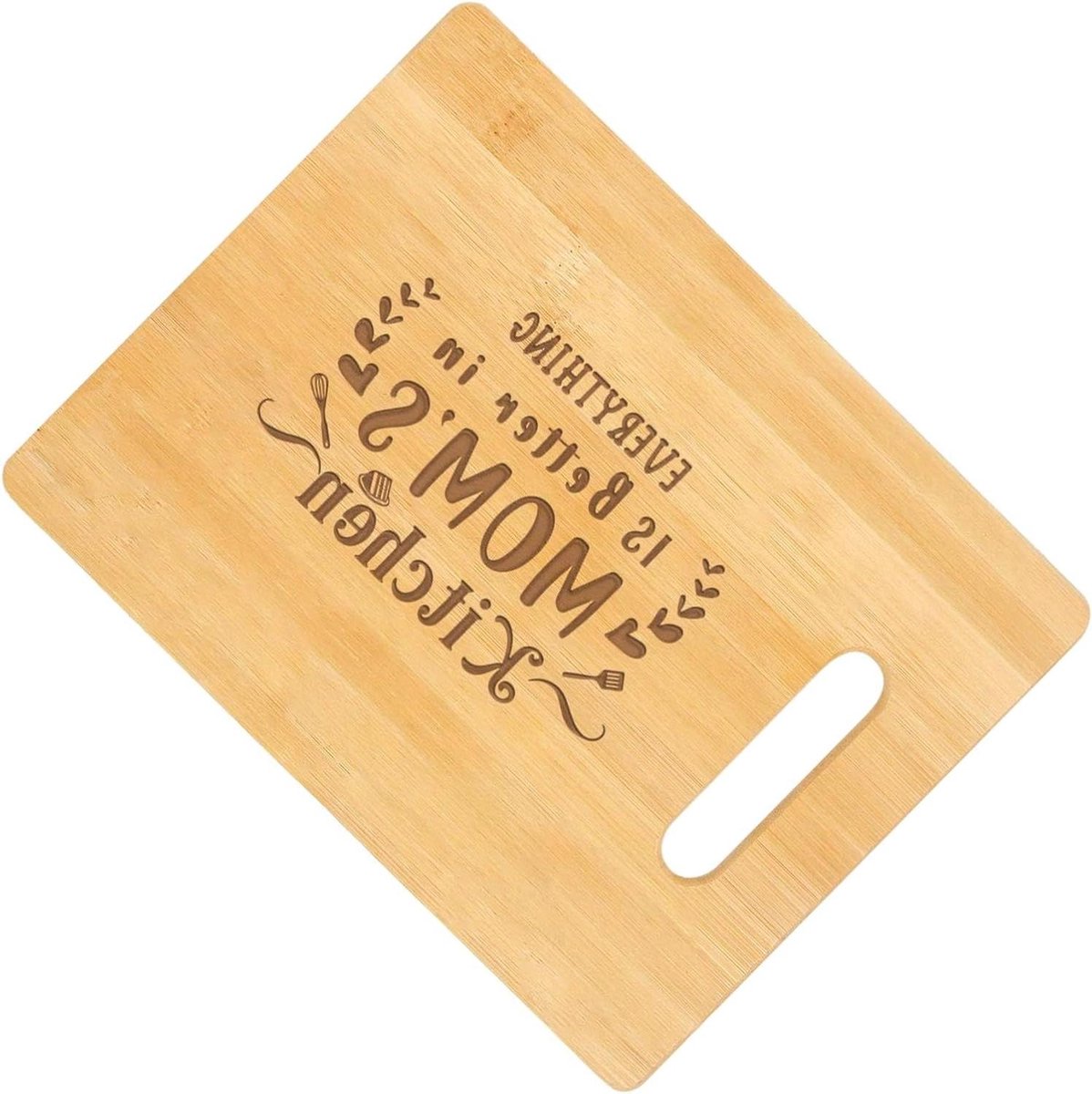 Houten Snijplank - Hakplank Keuken - Maaltijden Bereiden - Met Handvat - 28x21 cm - Houtkleur