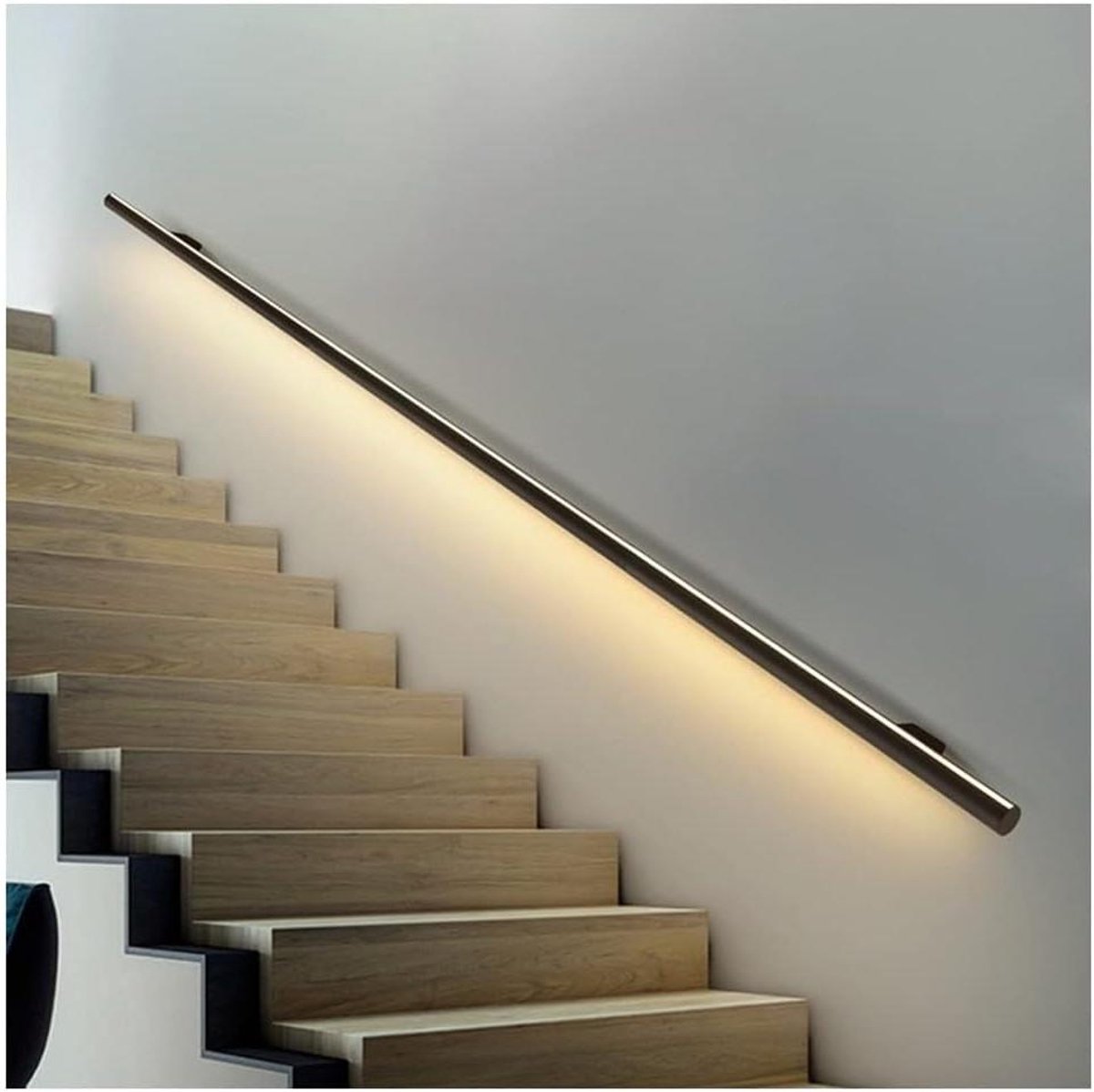 LED Leuning Reling - Verlichte Trapleuning - Veiligheid Binnen Buiten - Ingebouwd LED Kanaal - 1.5 meter - Zwart