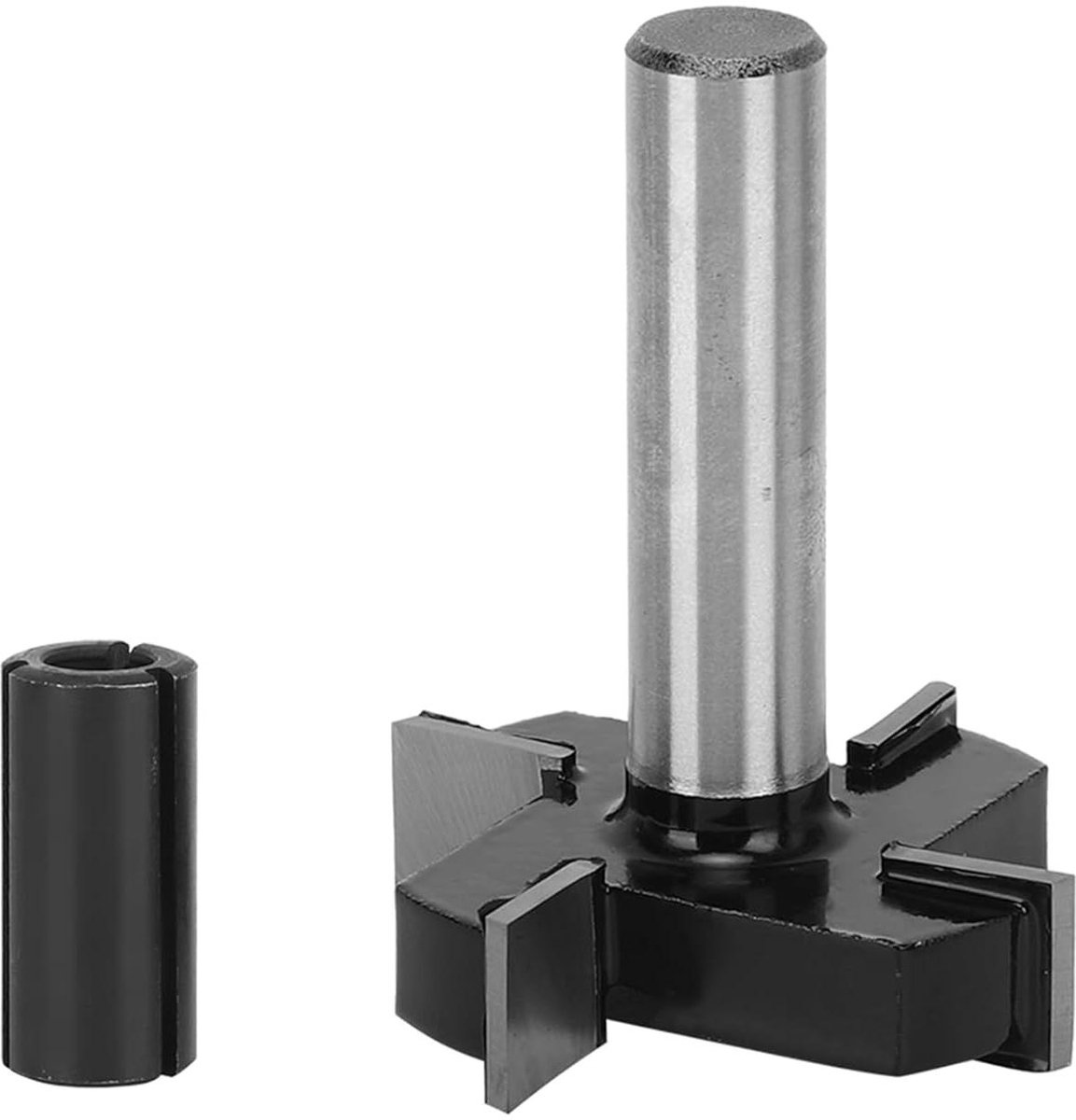 Vier T-type frees - Houtbewerkingstool Freesbit - Hout Resurfacing - Zware hardmetalen snijset - 12 x 1/2 Inch - Zwart