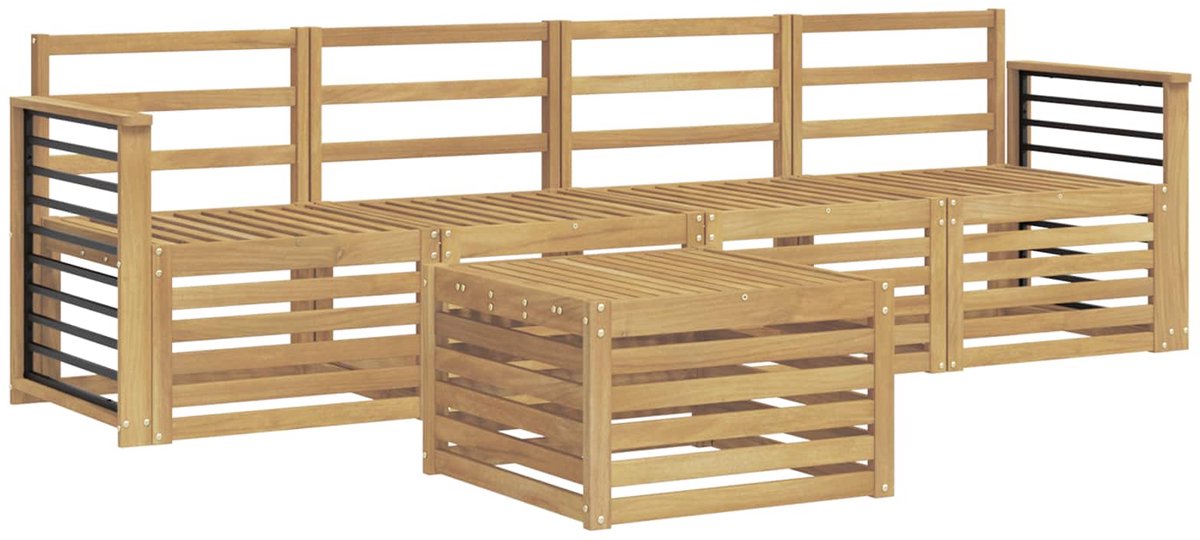 vidaXL Buiten - bank - set - 5 - st - 4-zits - White - Solid - Acacia - Wood Wit