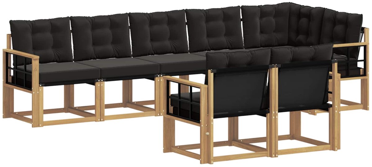 vidaXL Buiten - bank - set - 8 - st - 7-zits - Wit - en - zwart Wit en zwart