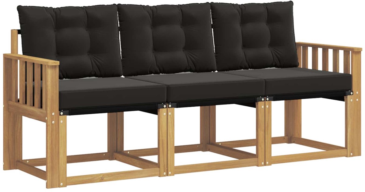 vidaXL Buiten - bank - set - 3 - st - 3-zits - Wit - en - zwart Wit en zwart
