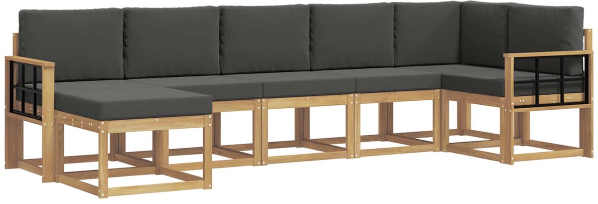 vidaXL Buiten - bank - set - 7 - st - 7-zits - Wit - en - antracietkleurig - Polyester Wit en antracietkleurig