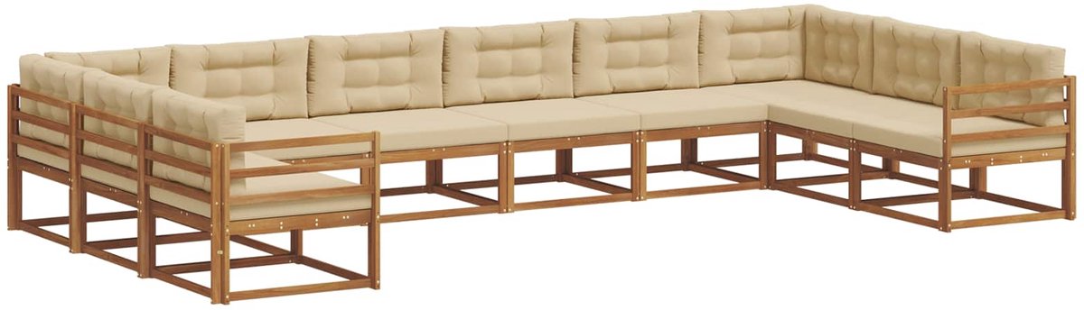 vidaXL Buiten - bank - set - 10 - st - 10-zits - Natuurlijk - en - Beige Natuurlijk en Beige