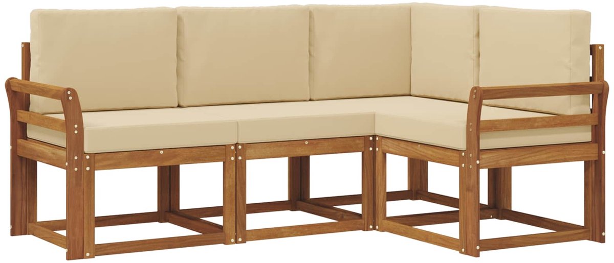 vidaXL Buiten - bank - set - 4 - st - 4-zits - Natuurlijk - en - Beige Natuurlijk en Beige