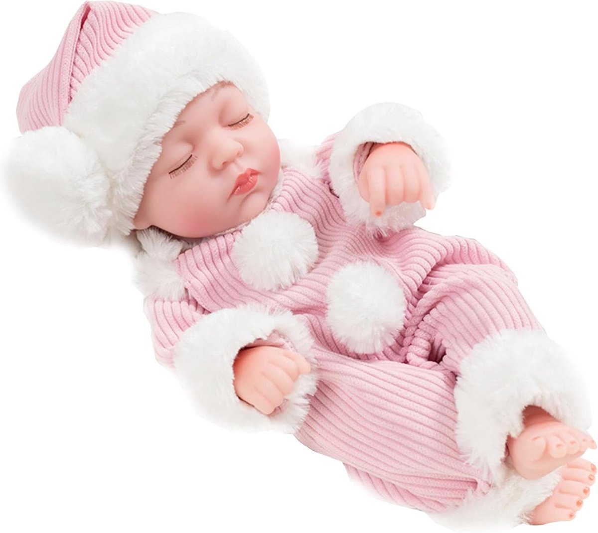 Levensechte Babypop - Slapende Baby Pop - Kind Ontwikkeling - Zachte Vinyl Body - 30cm - Rozenkrans