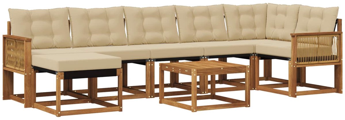 vidaXL Buiten - bank - set - 8 - st - 7-zits - Natuurlijk - en - Beige Natuurlijk en Beige