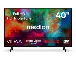MEDION 100,3 cm (40 inch) Full HD-tv (Smart-TV, HDR, VIDAA Store, Prime Video, Disney+, DAZN, Paramount+, HbbTV, PVR, HD-triple-tuner, MD 840102)