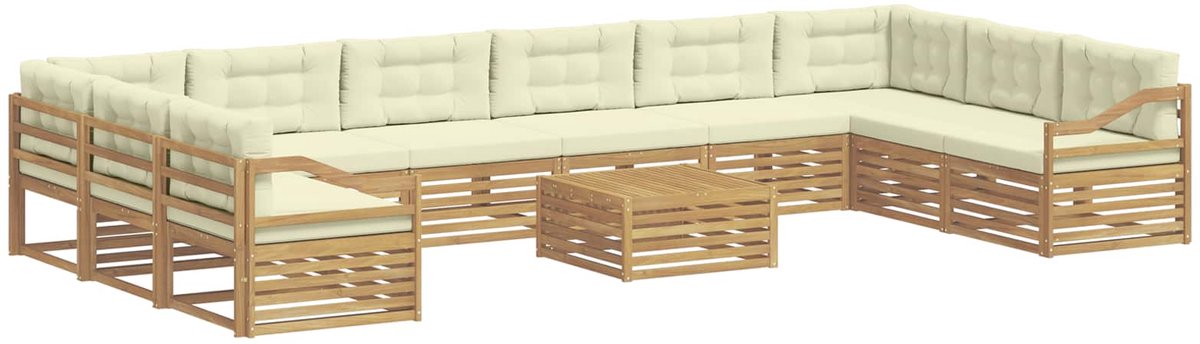 vidaXL Sofa-Sets - 11 - st - 10-zits - White - and - Cream - Polyester Wit en crème
