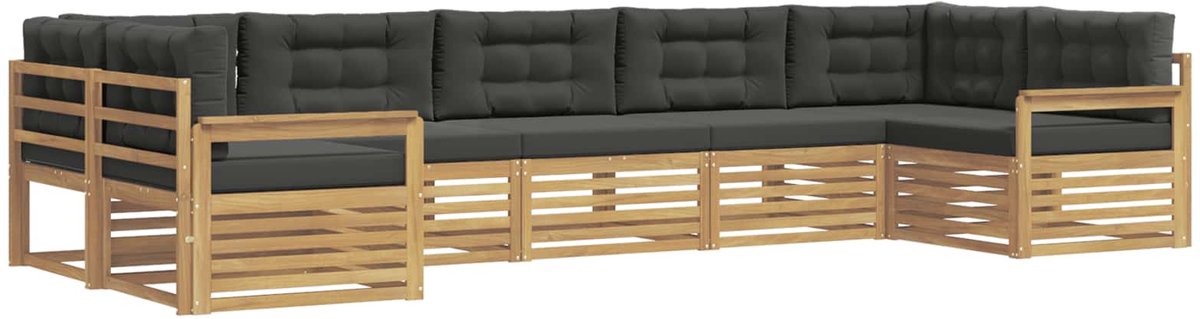 vidaXL Buiten - bank - set - 7 - st - 7-zits - Wit - en - antracietkleurig Wit en antracietkleurig