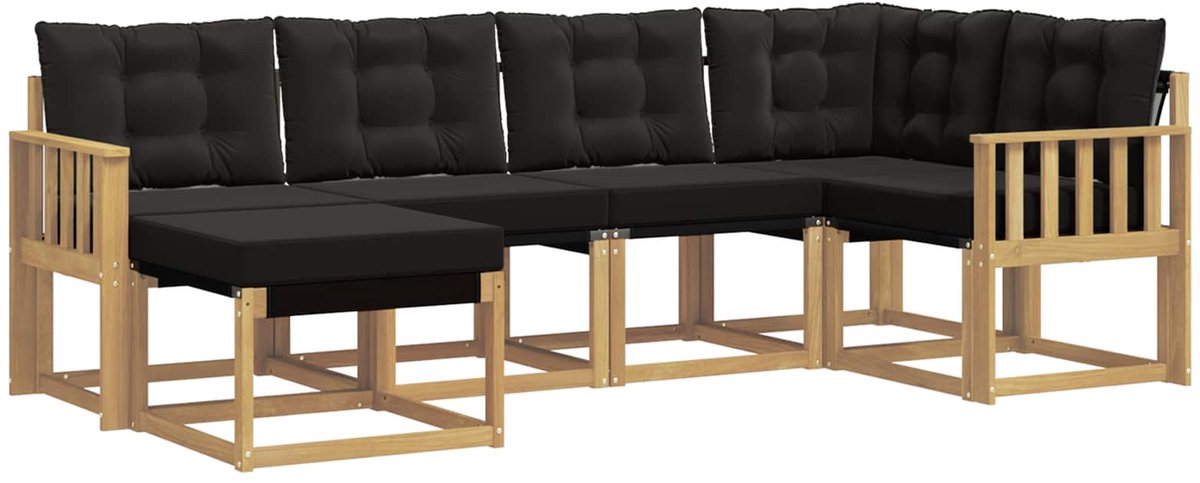 vidaXL Buiten - bank - set - 6 - st - 6-zits - Wit - en - zwart Wit en zwart