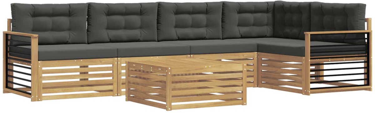 vidaXL Buiten - bank - set - 6 - st - 5-zits - Wit - en - antracietkleurig - Polyester Wit en antracietkleurig