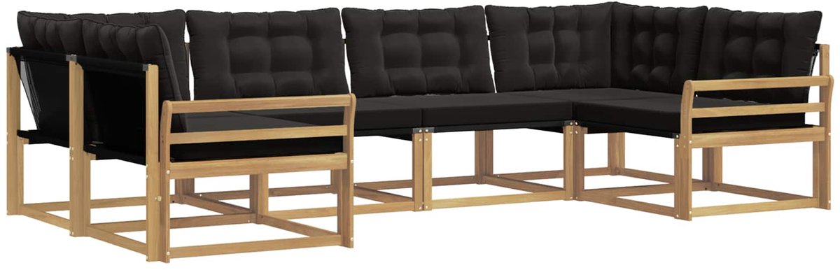 vidaXL Buiten - bank - set - 6 - st - 6-zits - Wit - en - zwart Wit en zwart