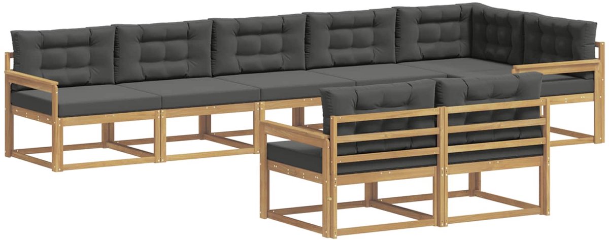 vidaXL Buiten - bank - set - 6 - st - 8-zits - Wit - en - antracietkleurig - Polyester Wit en antracietkleurig