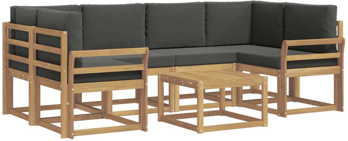 vidaXL Buiten - bank - set - 7 - st - 6-zits - Wit - en - antracietkleurig Wit en antracietkleurig