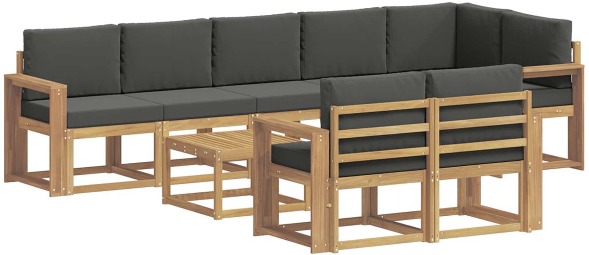 vidaXL Buiten - bank - set - 9 - st - 8-zits - Wit - en - antracietkleurig - Polyester Wit en antracietkleurig