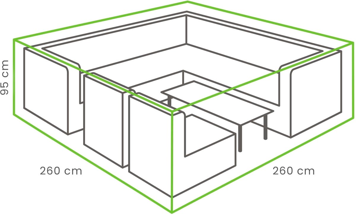 Winza Outdoor Covers Premium - beschermhoes loungeset hoge dining - Afmeting : 260x260x95 cm Antraciet