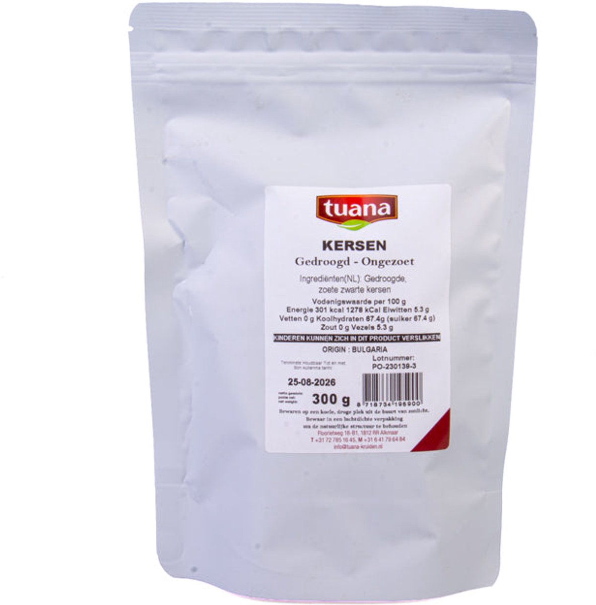 Tuana Kruiden - Kersen Gedroogd 300g - Z100016