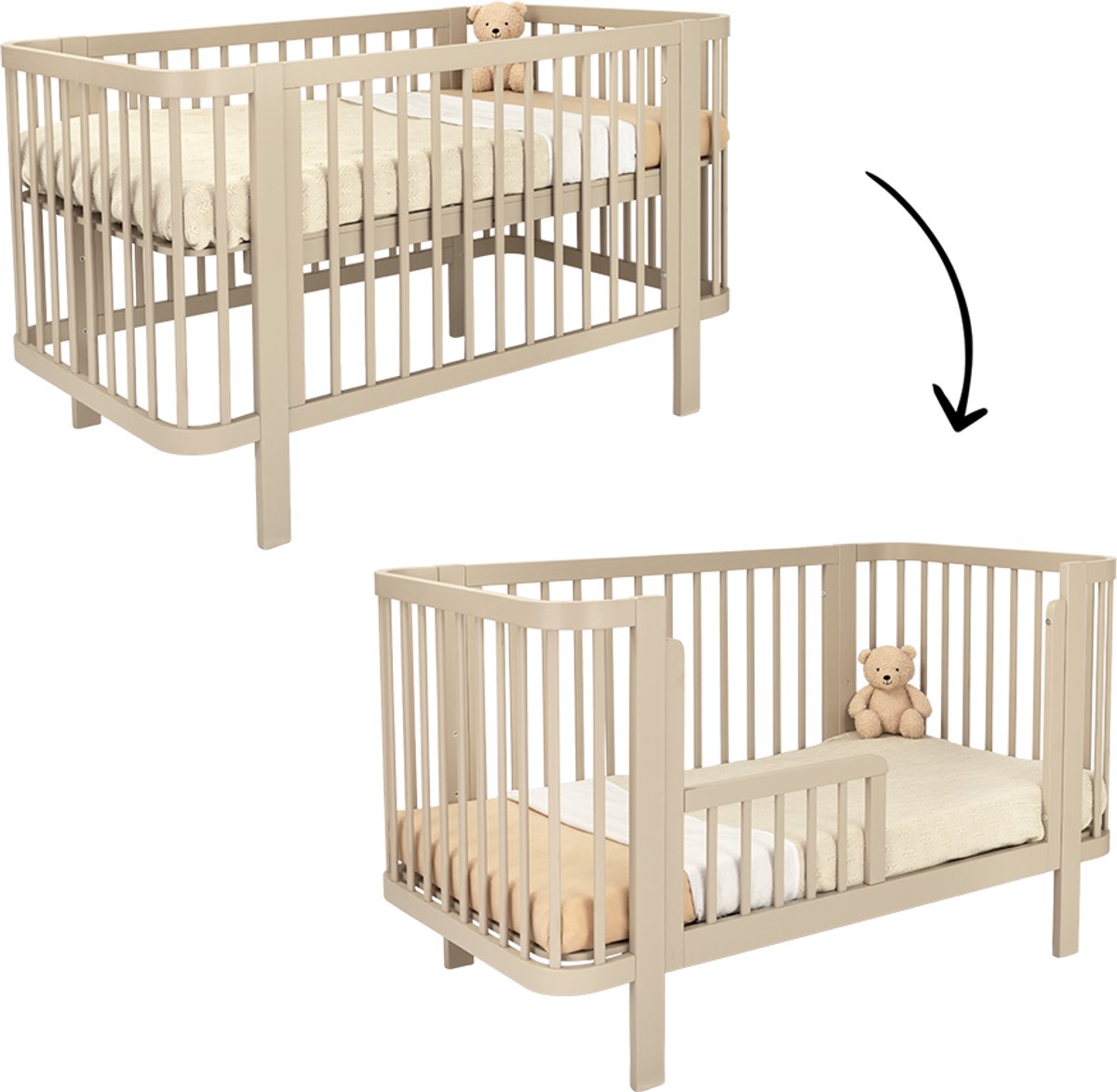 Meegroei Ledikant Novi Klara Incl. Bedzijde 70x140 Sand