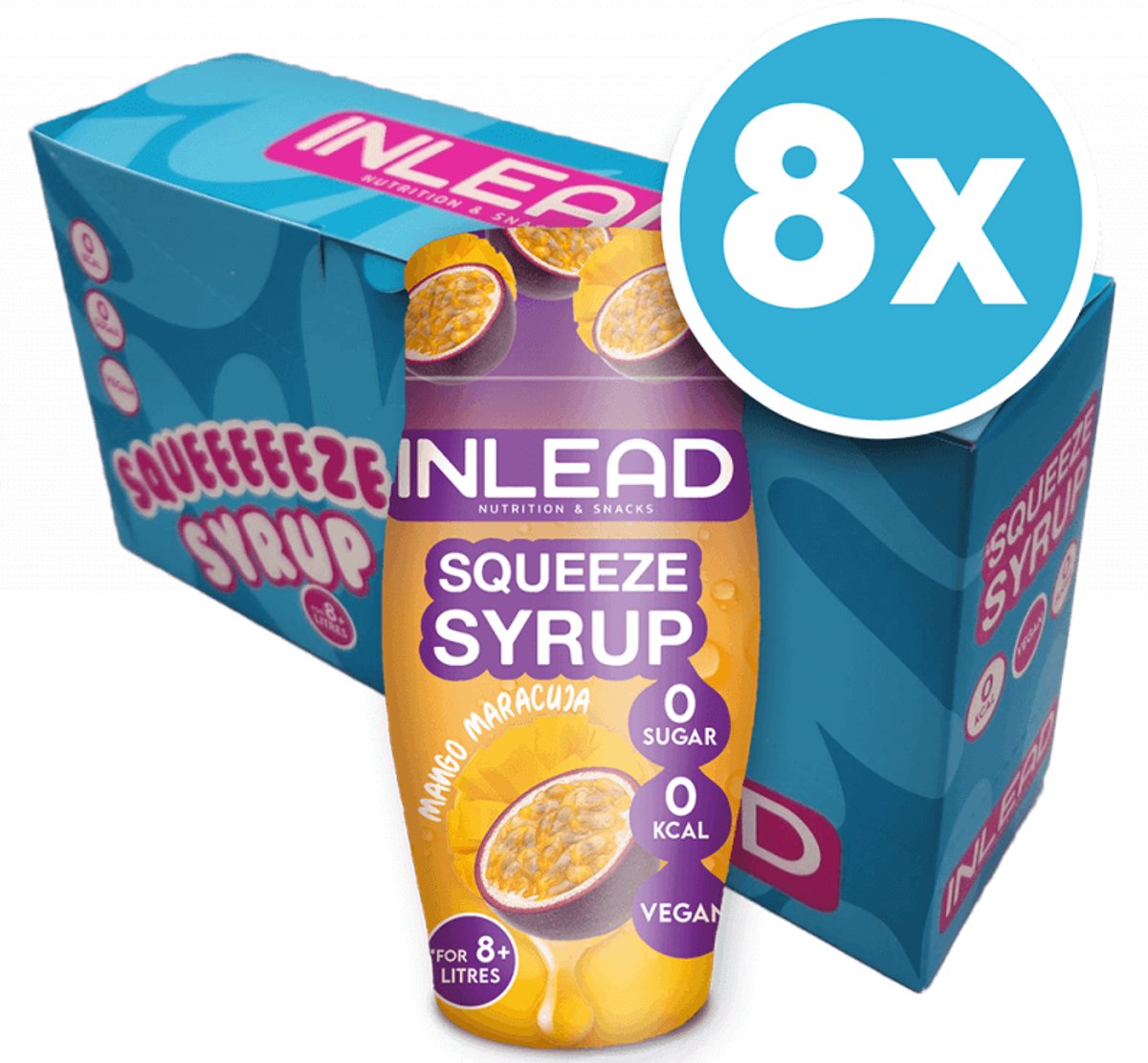 Inlead Squeeze Syrup (8x65ml) Mango Maracuja - Functionele voeding - Smaakstoffen/zoetstoffen